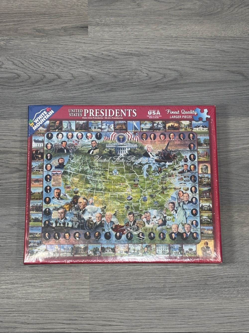White Mountain Presidents Map Puzzle - Red, Blue, Green